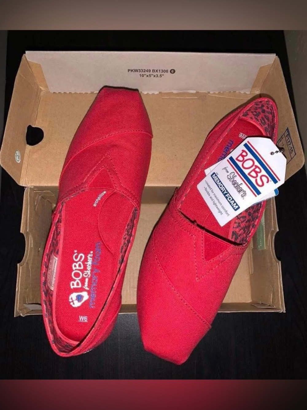 *NEVER USED* BOBS from Skechers Red Slip-On Canvas Flats
